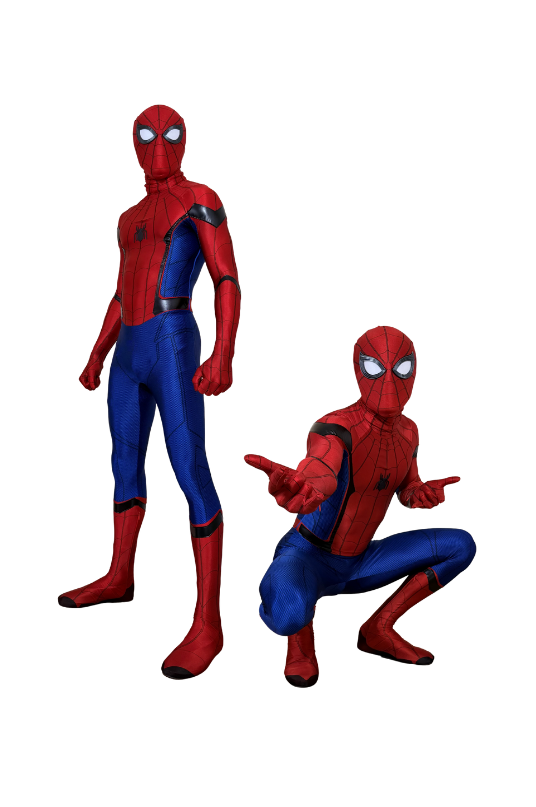 Professional superhero performers in detailed costumes